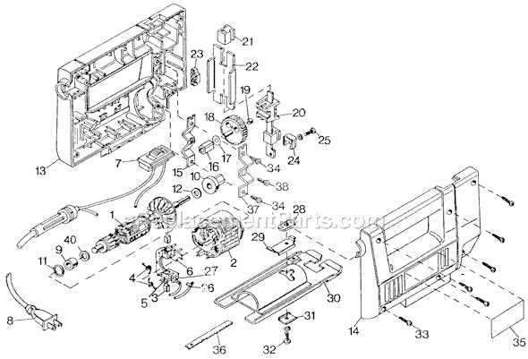 Page A Diagram and Parts List for 7543 Type 1 Black and Decker Jig Saw